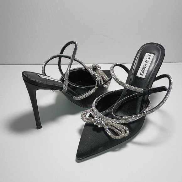 Steve Madden Viable Black with Rhinestones 4.5 inch High Heels - Picture 2 of 9